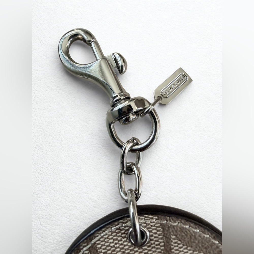Coach Reversible Circular Bag Charm | Signature Canvas & Cranberry Leather | EUC - Picture 5 of 5